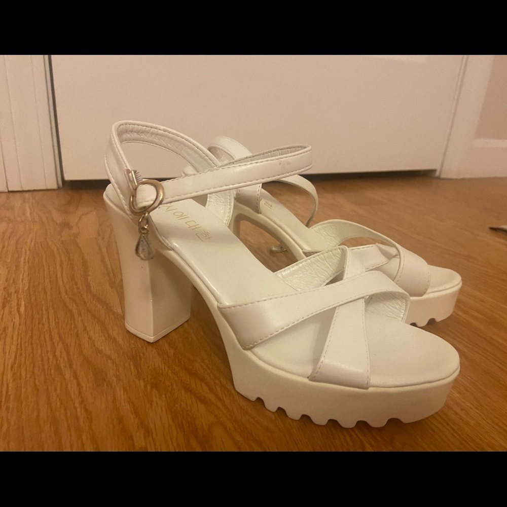 White platform sandals